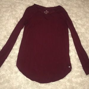 Burgundy American Eagle soft&sexy long sleeve t